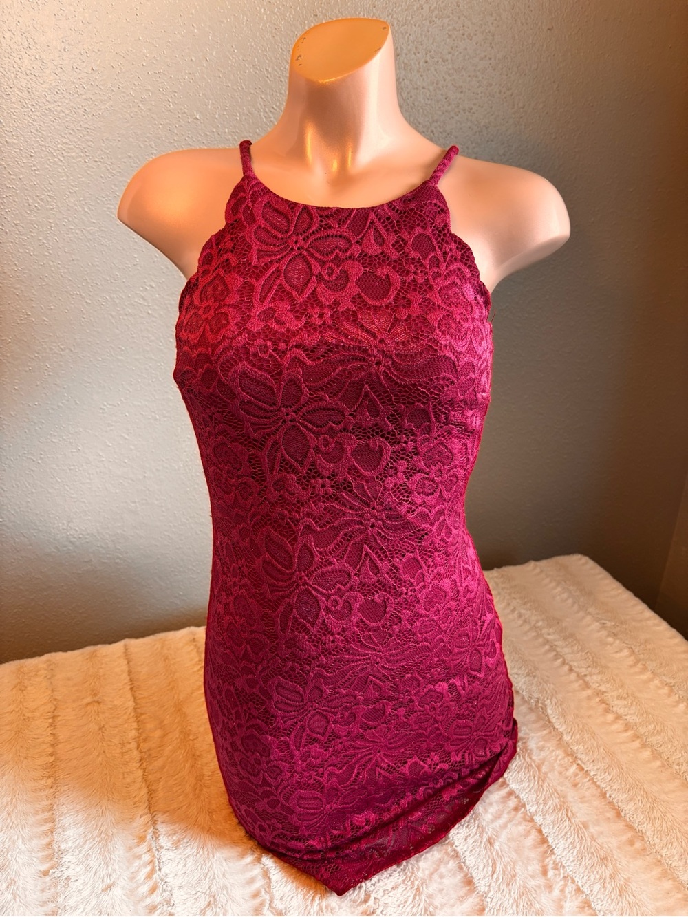 BCX Red Lace Bodycon Cocktail Dress Party Date Night Y2K